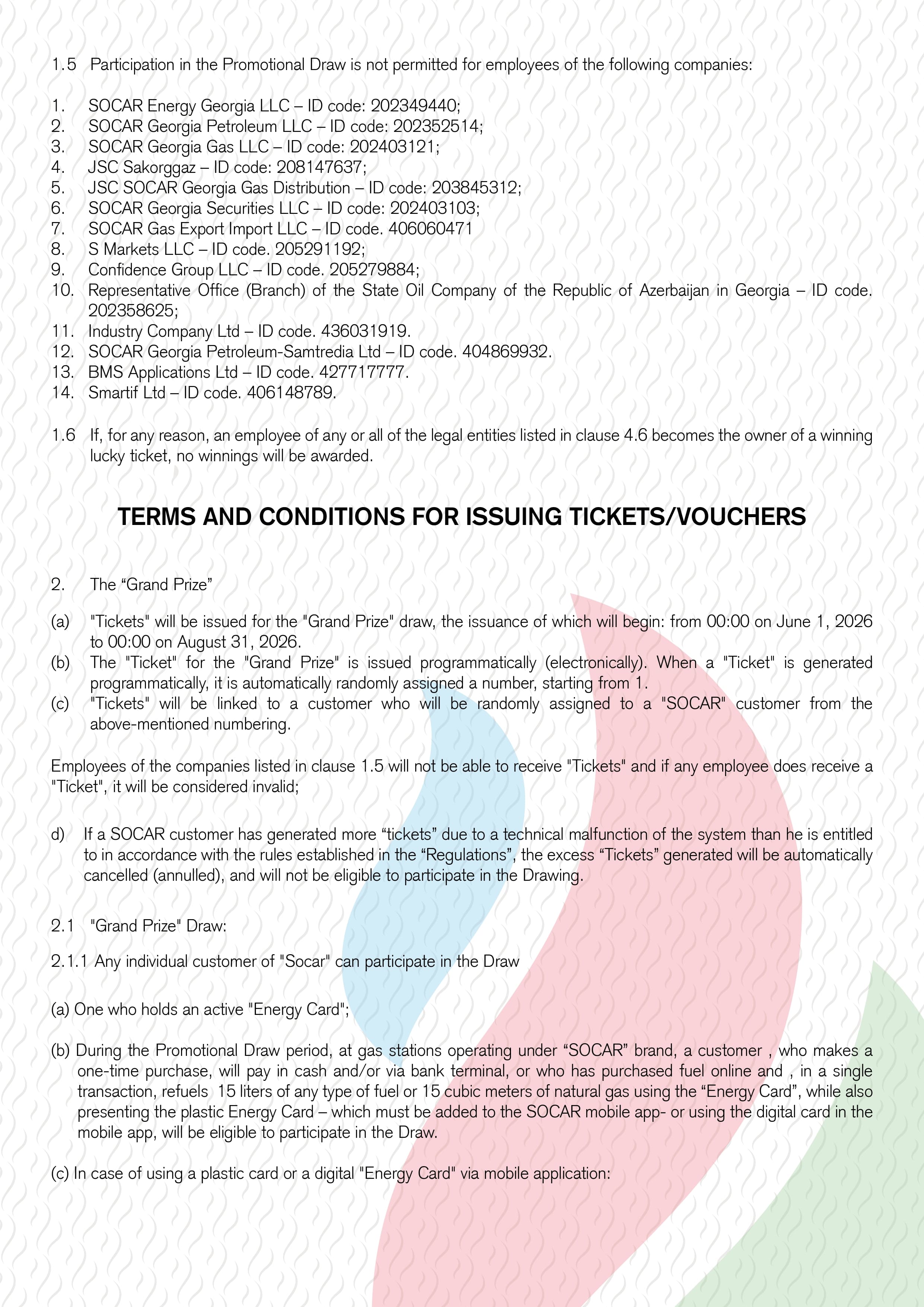 Campaign terms and conditions page 2